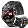 Jooeniok Smart Watch Sport Military for Men Smartwatch Bluetooth Answer/Dial Call 2.01" Large Screen Outdoor Compass Sports Fitness Tracker Male 600 mAh Large Battery Two Strap for Android/iOS