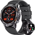 Kawtco Mens Smart Watch Bluetooth Answer/Make Call for Android iOS Phone Long BTRY 1.39" Outdoor Military Grade Sport Activity Fitness Tracker Black Silicone Strap Music Smartwatch Health Monitor